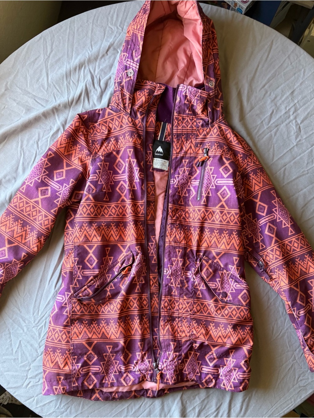 Burton Girls Pink and Purple Aztec Ski Jacket